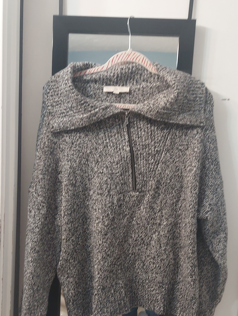 LOFT Marled Half-Zip Cowl Sweater - Gray